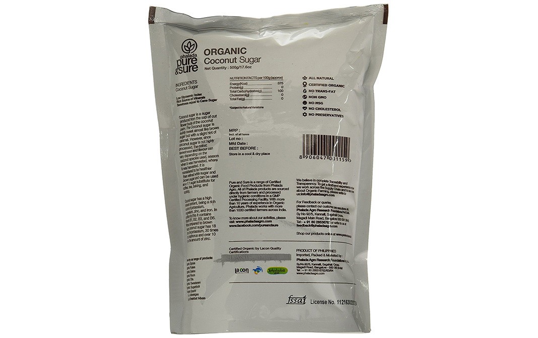 Pure & Sure Organic Coconut Sugar    Pack  500 grams